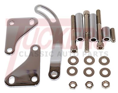 Steel Chevy SB Power Steering Bracket Set SWP LWP-Chrome