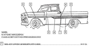 1962-1966 Side Molding - GM Truck