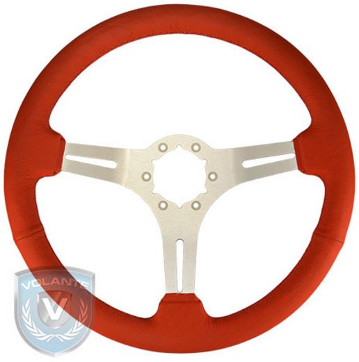 STEERING WHEEL  RED LEATHER BRUSHED