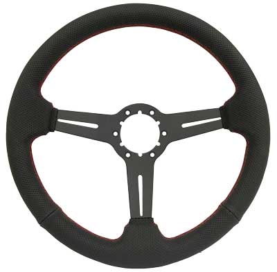 STITCH PERFORATED STEERING BLACK/PERF BLK-RED