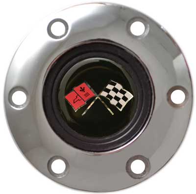 VOLANTE HORN CAP EMBLEM S6 CROSS FLAGS CHROME
