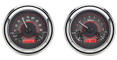 1947-1953 Chevrolet & GMC Truck VHX Instrument Gauge Cluster - Carbon Face / Red Illumination