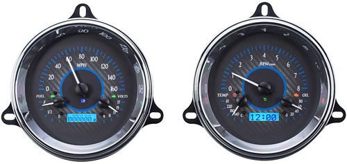 1954-1955 1st Series Chevrolet & GMC Truck VHX Instrument Gauge Cluster - Carbon Face / Blue Illumination