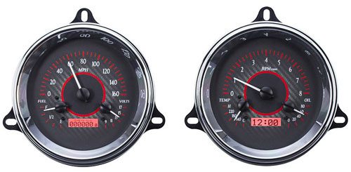 1954-1955 1st Series Chevrolet & GMC Truck VHX Instrument Gauge Cluster - Carbon Face / Red Illumination