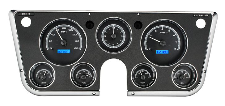 1967-1972 Chevrolet & GMC Truck VHX Instrument Gauge Cluster - Black Face / Blue Illumination