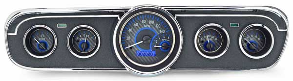 1965-1966 Ford Mustang VHX Instrument Gauge Cluster - Carbon Fiber Face / Blue Illumination