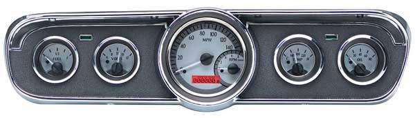 1965-1966 Ford Mustang VHX Instrument Gauge Cluster - Silver Face / Red Illumination