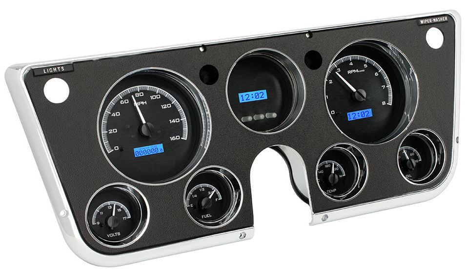 1967-1972 Chevrolet & GMC Truck VHX Instrument Gauge Cluster - Black Face / Blue Illumination