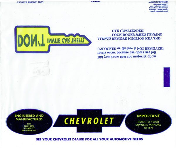 Owner's Manual Envelope